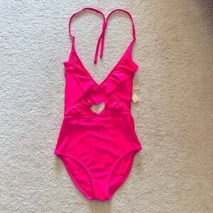 NWT Aerie XS One Piece Halter Tie Swimsuit